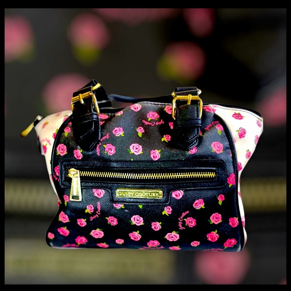 Juicy Couture purse Black with roses medium size - Picture 3 of 6